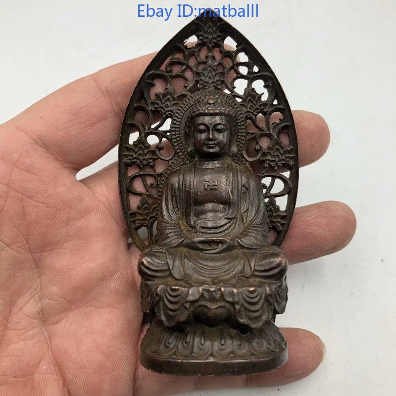 Retro Chinese Buddha Statue Alloy Sculpture Meditation Figurine Ornament