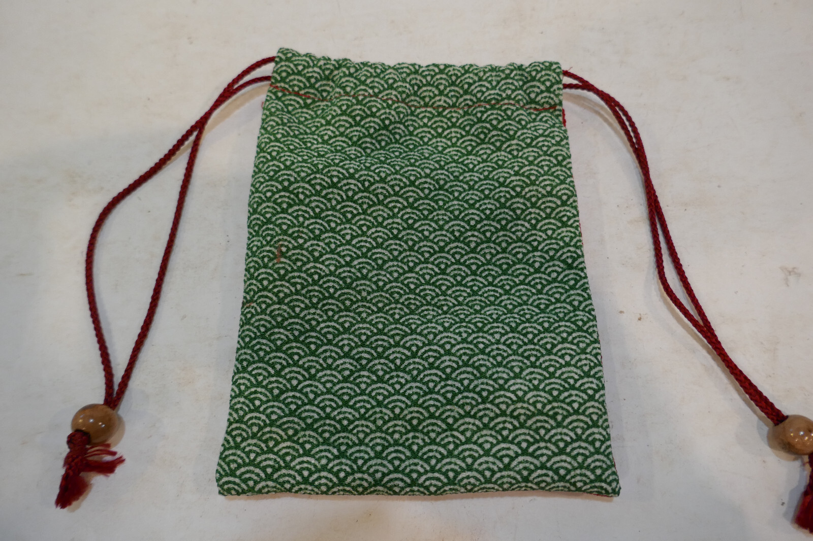 Vintage Chinese Zodiac Fabric Draw String Bag Nice Condition