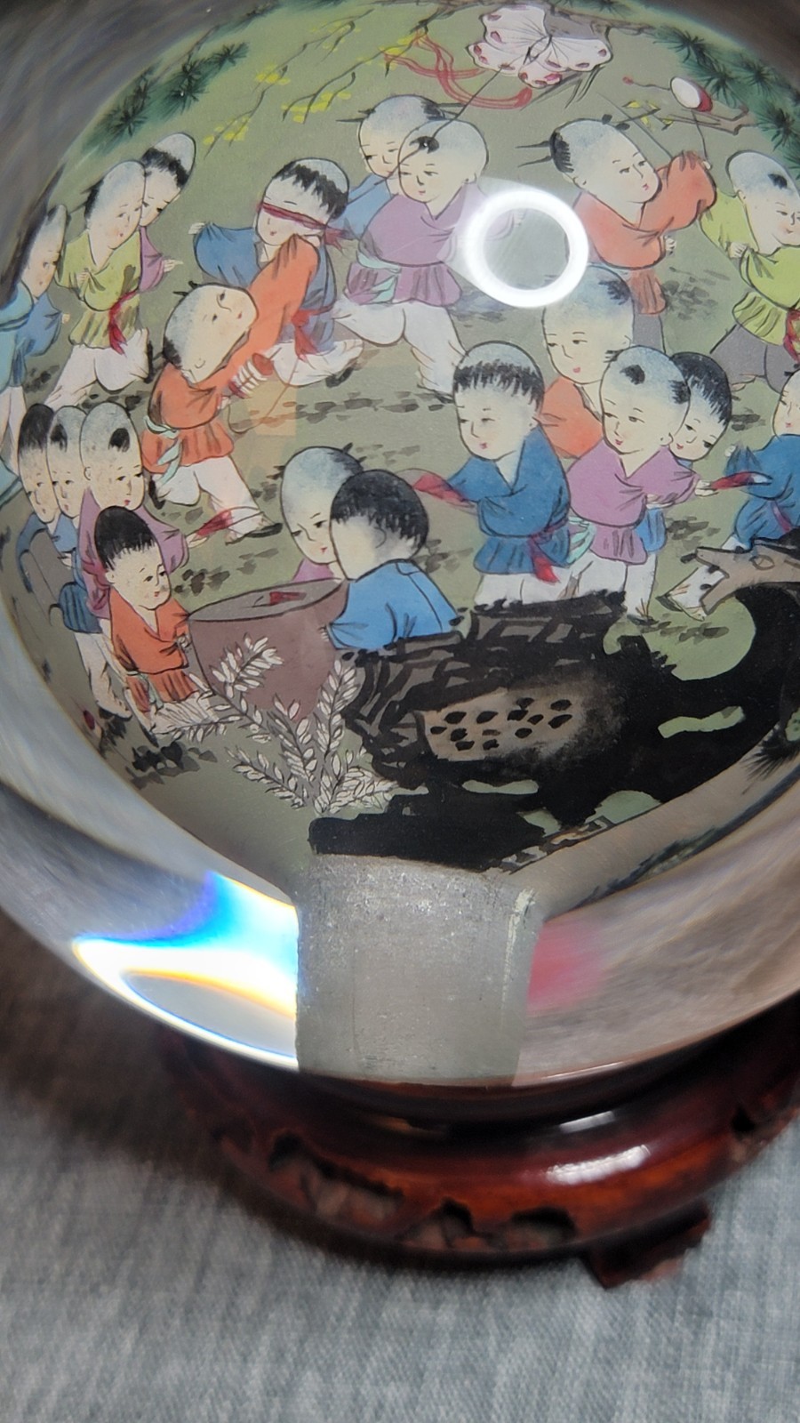 Approx 4 Inch Diameter Chinese Reverse Painted Globe Li Bien READ