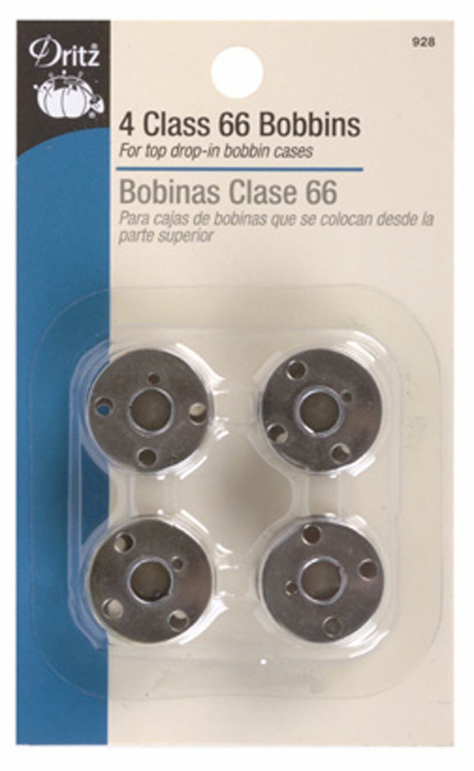 Dritz 928 Bobbins, Class 66, Metal (4-Count)