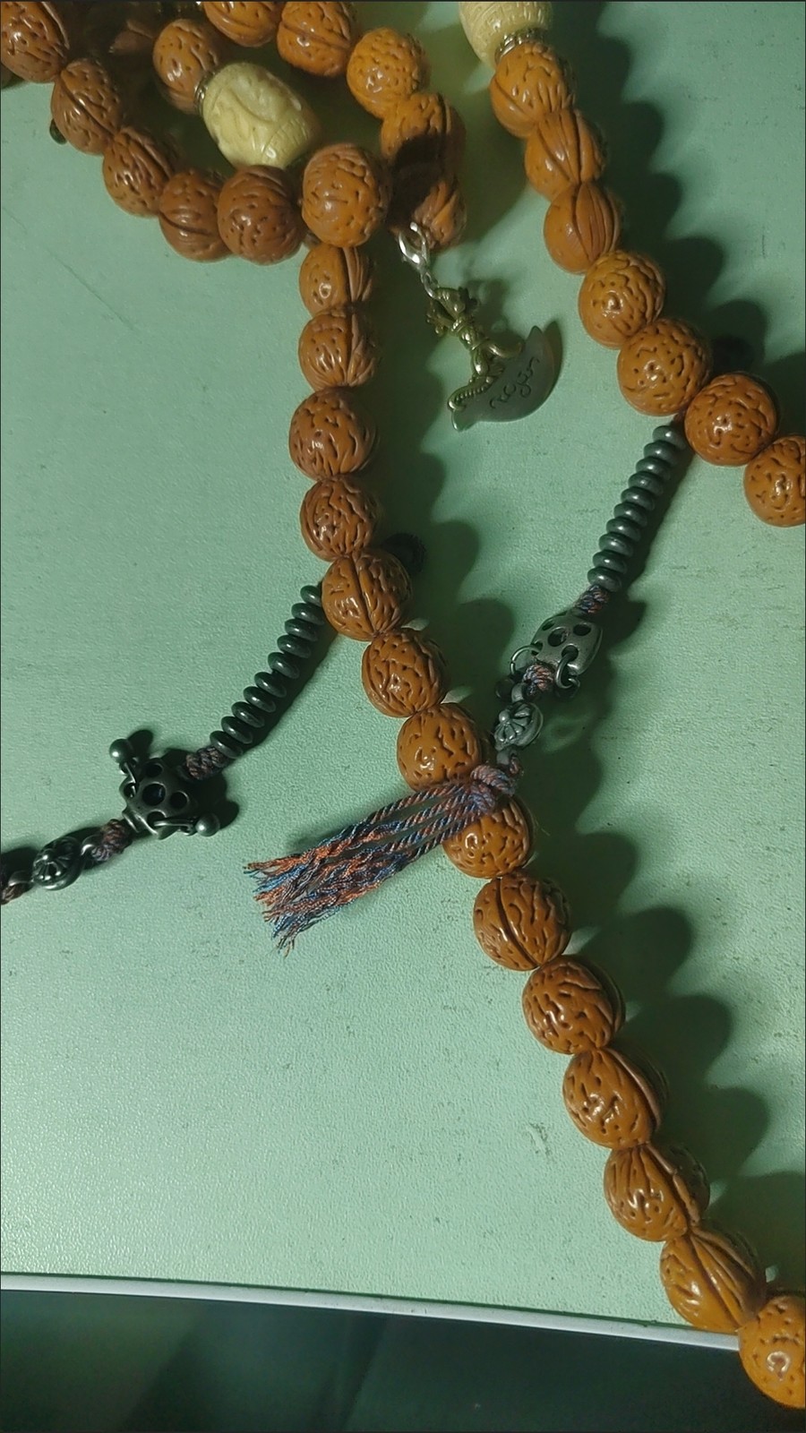 Vintage Alloy Mala Counter Tibetan Style Side Pendant with Tassel