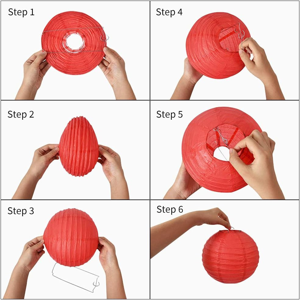 Orange round Paper Lanterns Decorative Hanging Asia Chinese Japanese Paper Lante