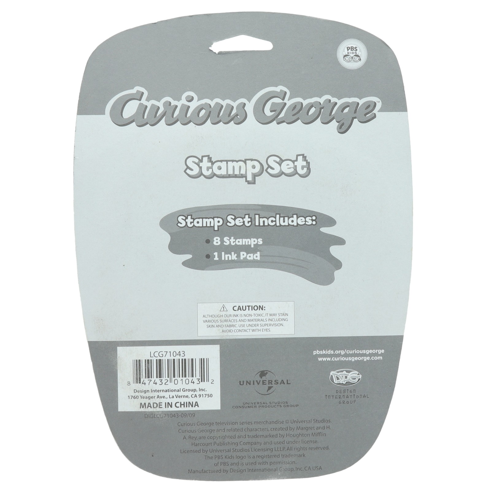 Vintage Curious George Stamp Set, 8 Stampers 1 Ink Pad