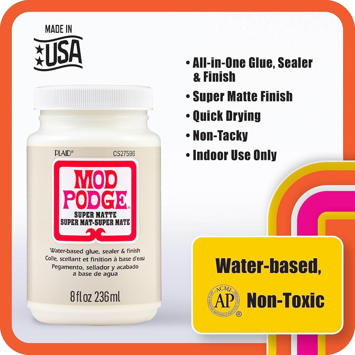 Super Matte, All-in-One Glue, Sealer, and Finish, 8 fl oz,