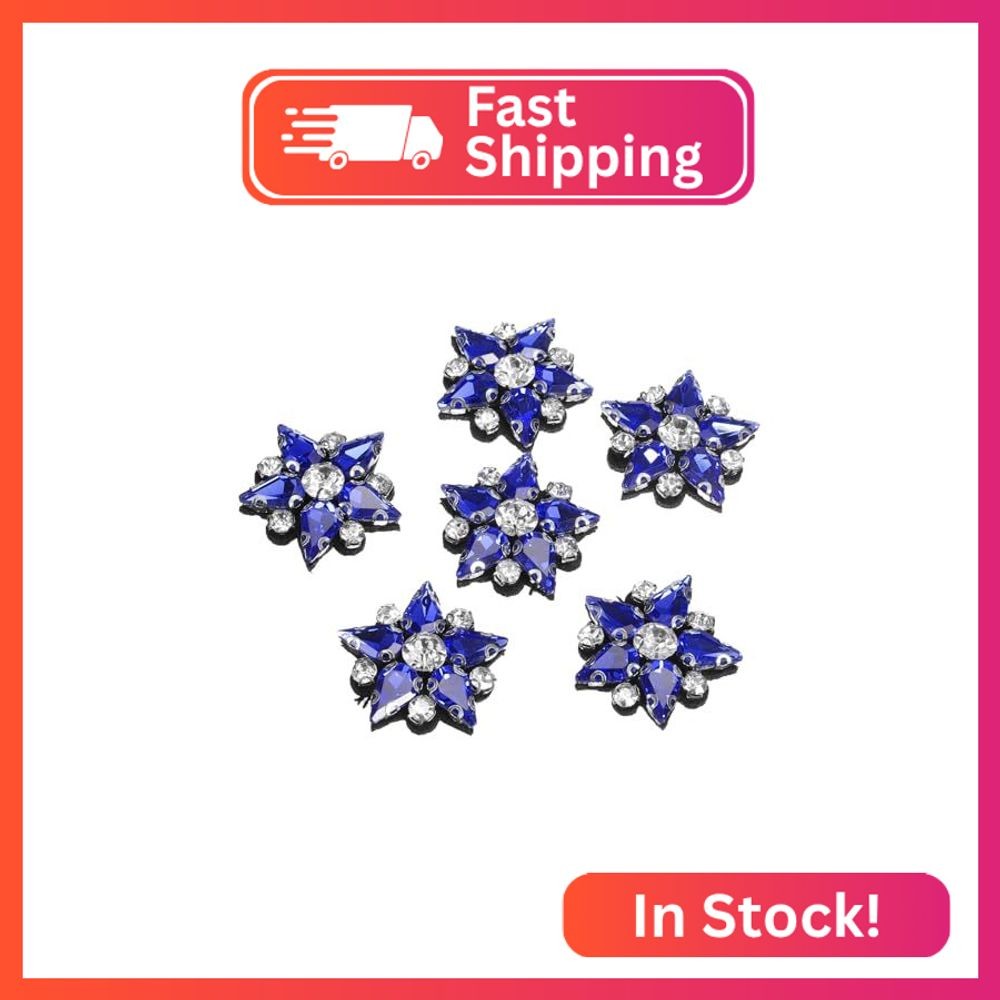 uxcell Handmade Star Beaded Patches, 6Pcs Glass Crystal Rhinestone Appliques Sta