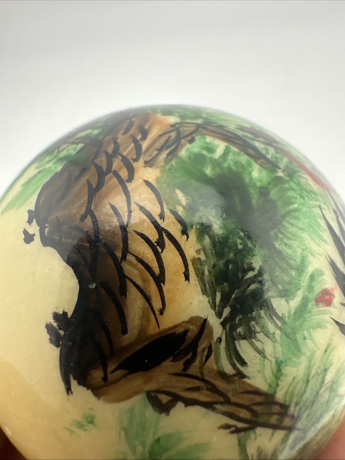 Chinese Painted Globe Ball Crane Nature Scene – bird sphere tree