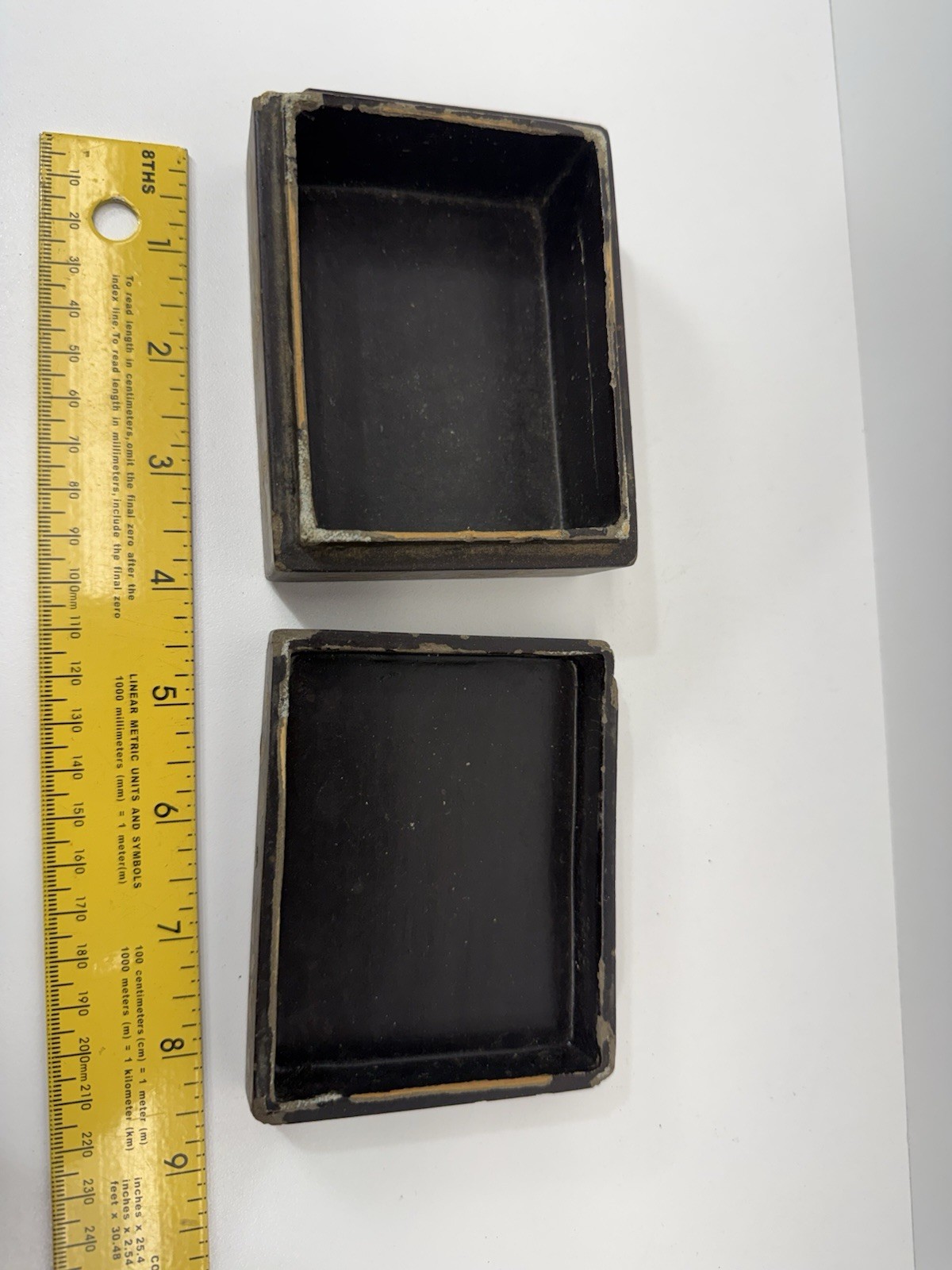 Vintage Antique Chinese Mother of Pearl Inlay Black Lacquer Wooden Box