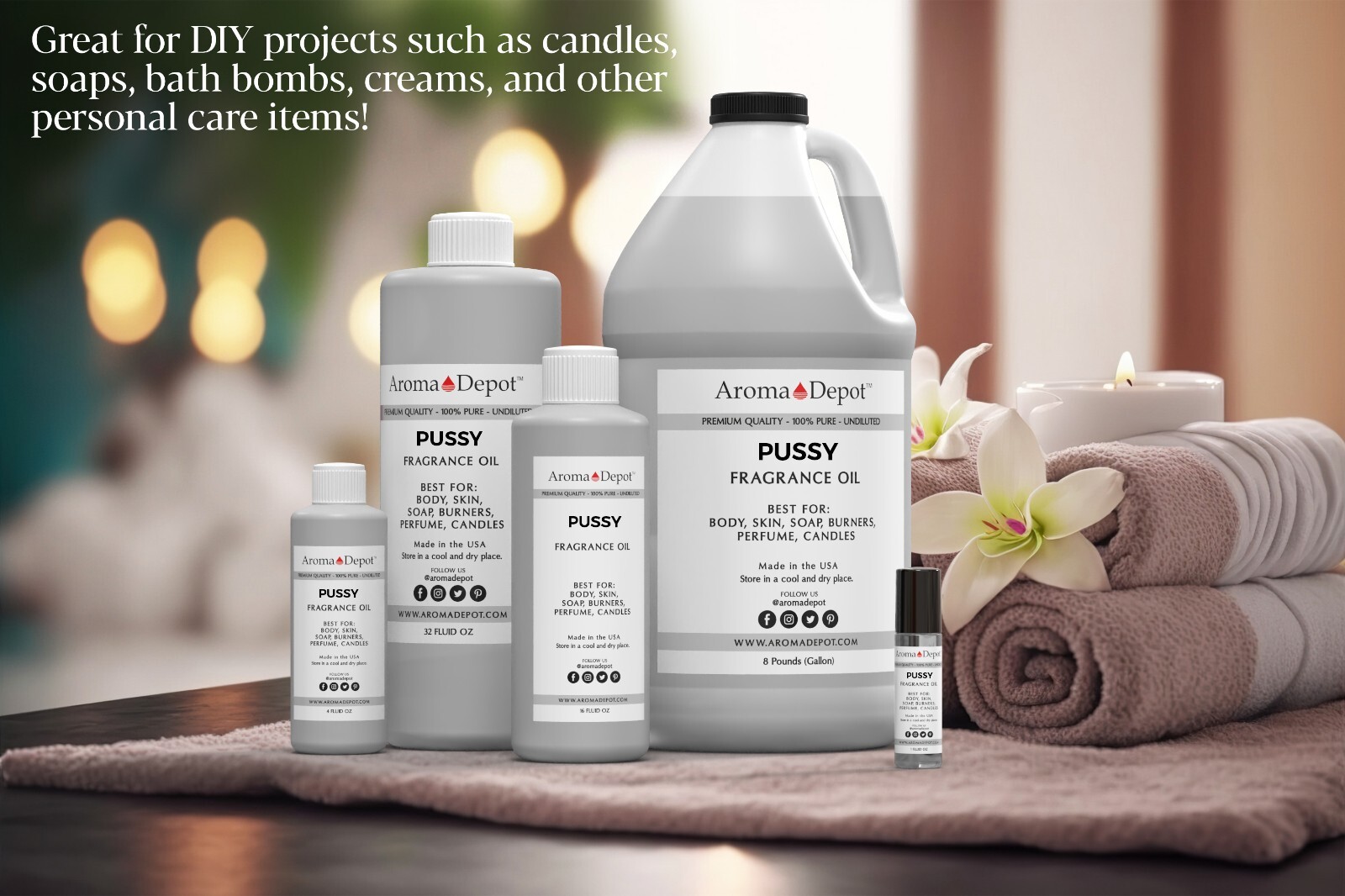 Pussy Perfume Fragrance Women Body Oil, Candles, Soap, Bath Bomb Incense Making