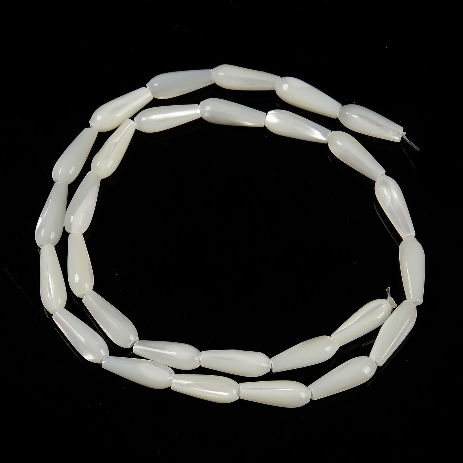 White Mother of Pearl MOP Shell Full Teardrop Shape Beads 5x15mm 15.5” Strand