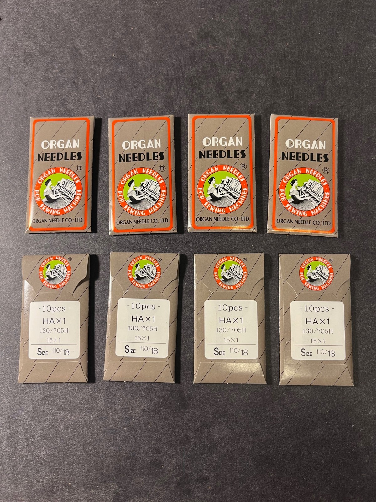 NOS-(10)-Organ Sewing Machine Needles**HAx1**130/705H**15X1**Size:110/18**