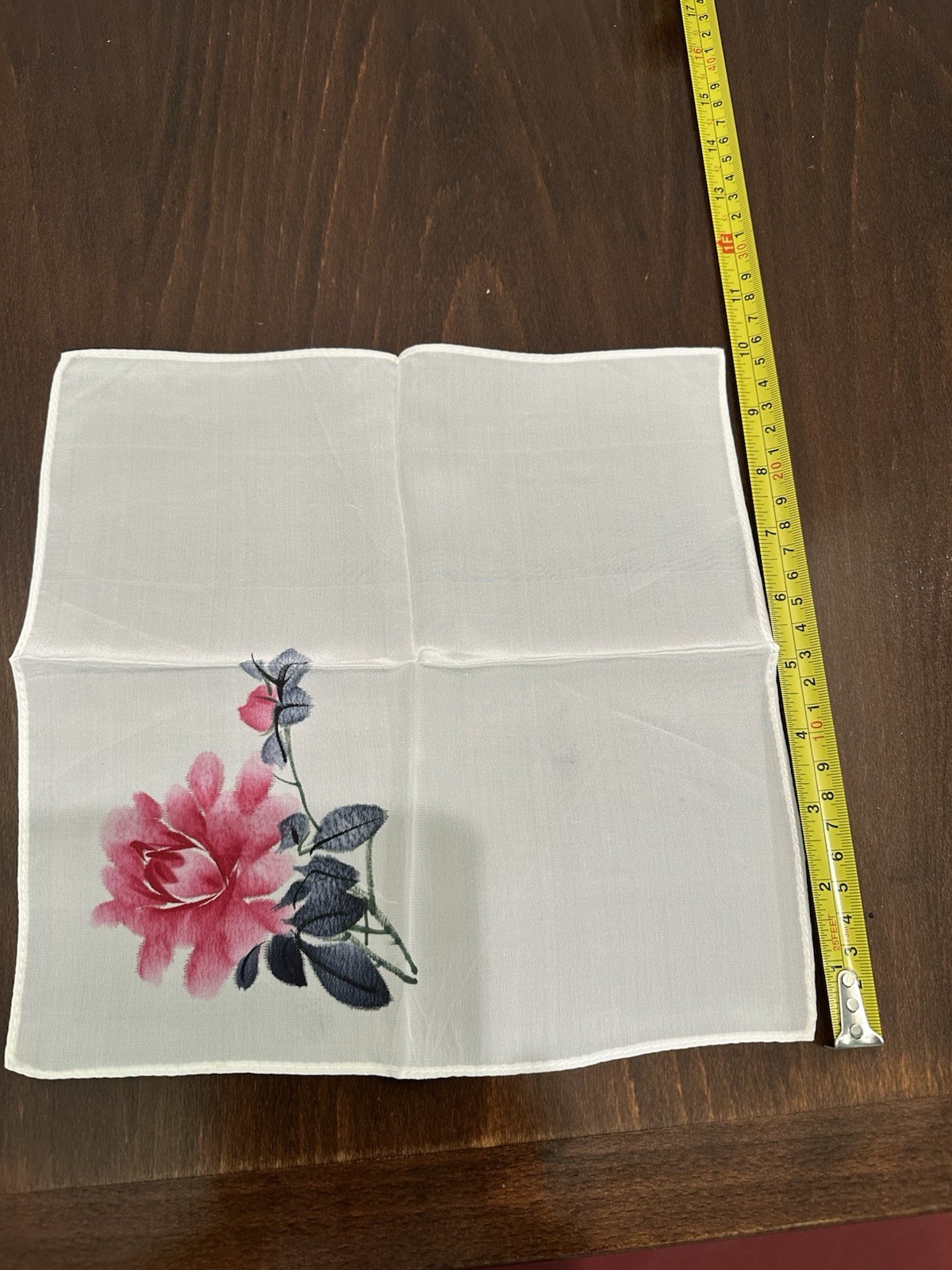 New Vintage Chinese Silk Handkerchief 100% Silk,Hand Painted In Original Packing