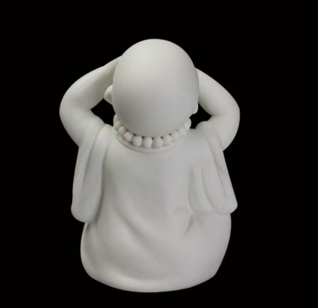 3.7″Chinese White Porcelain Ceramics Lovable No Look Little Monk Figurine Statue