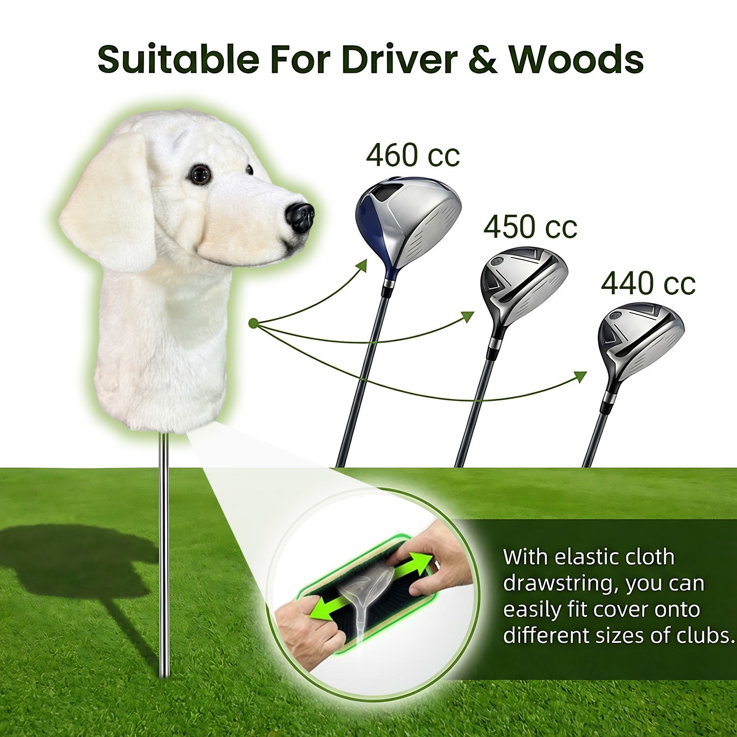 Cream Yellow Labrador Retriever Golf Club Headcover – Realistic Light Colored La