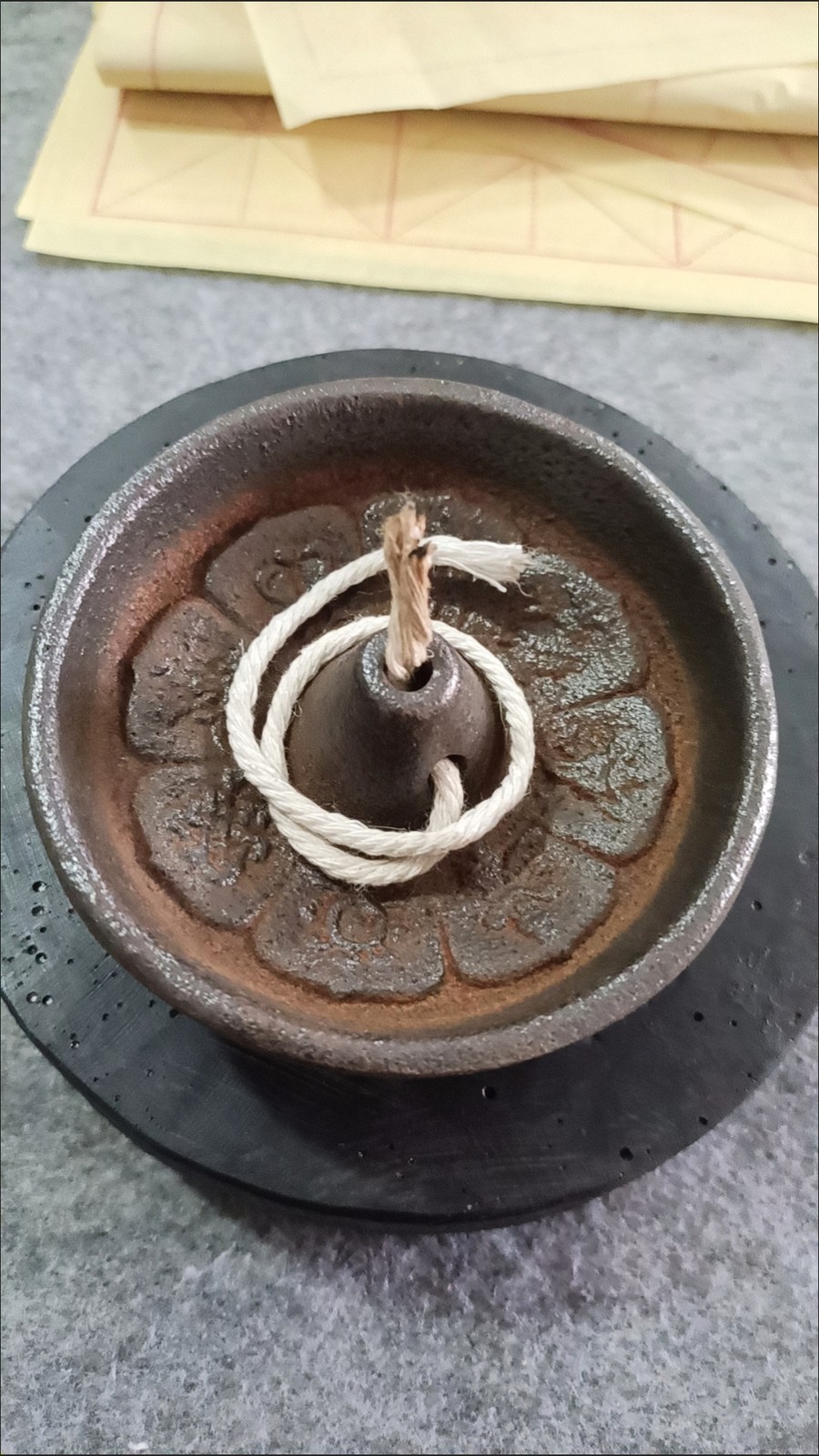 Vintage Cast Iron Oil Lamp 300g Buddhist Altar Lamp Wick Included No Kerosene