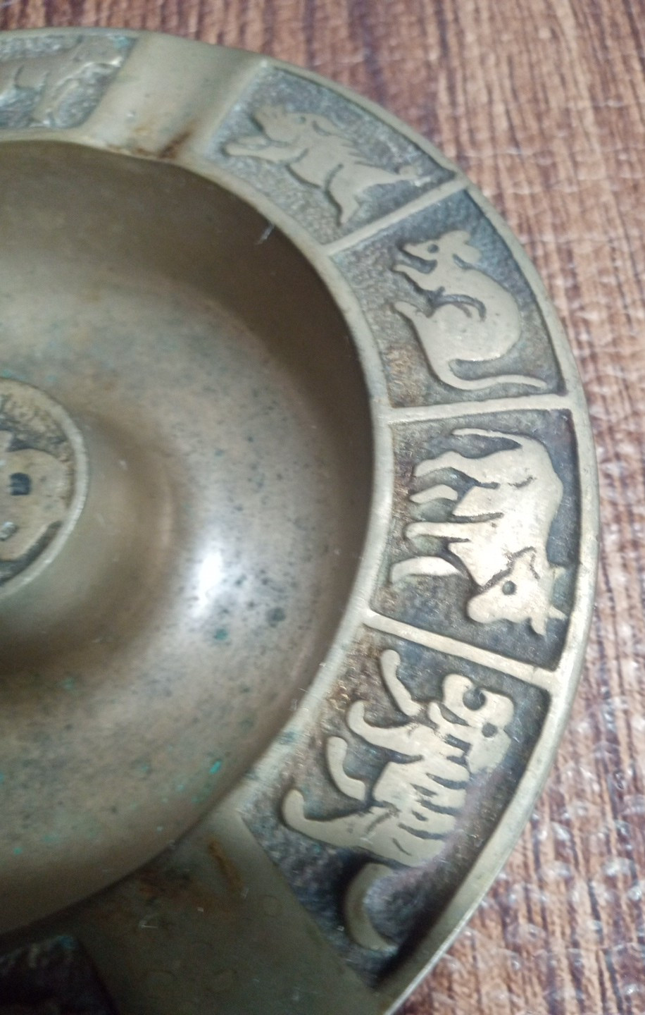 Home Decor Brass Chinese Zodiac Bowl Ashtray Snake Rabbit Monkey Pig Vintage.