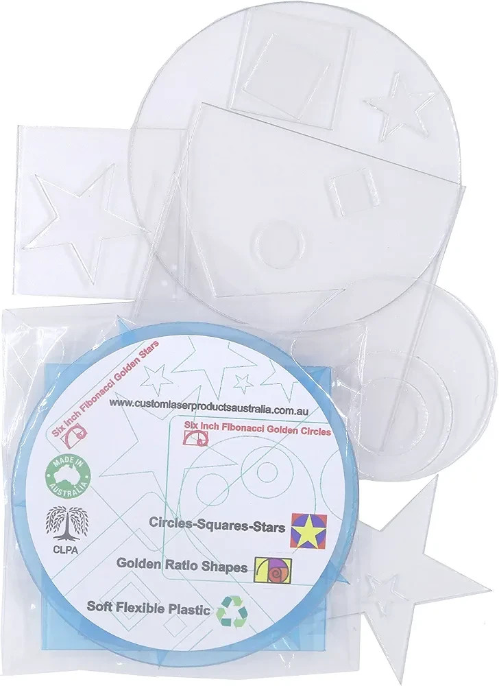 CLPA 15-Piece Clear Plastic Craft Shape Set – Circles, Squares & Stars for Art