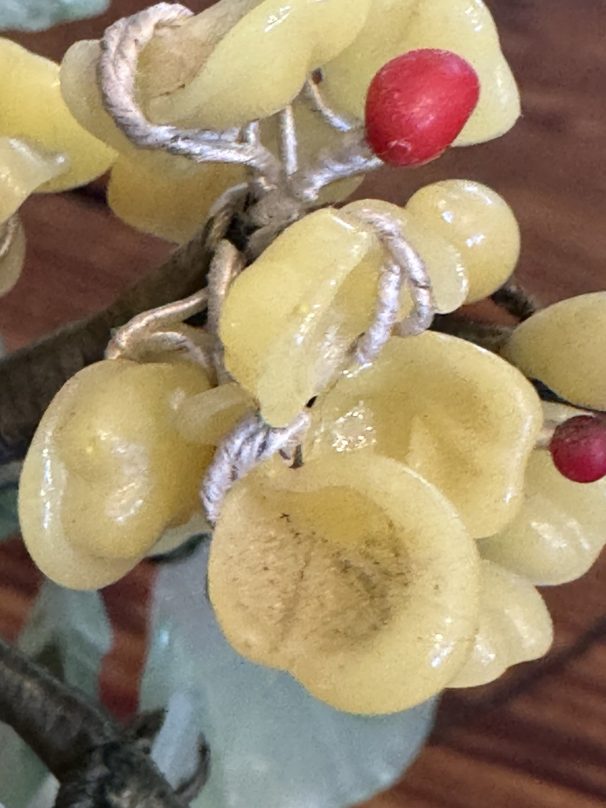 Antique Serpentine Jade and Semi Precious Stone Handcrafted Japanese Bonsai Tree