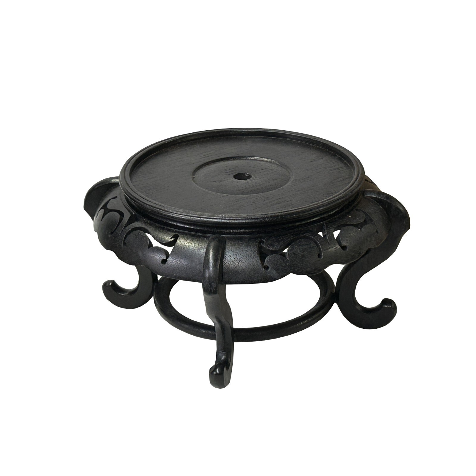 7.5″ Chinese Black Wood Round Legs Table Top Stand Display Easel ws3851