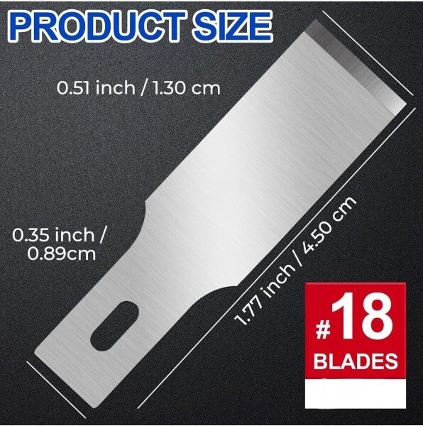 No. #18 For X-ACTO X218 Heavy Weight Chiseling Knife Blades. 100 Blades Pack