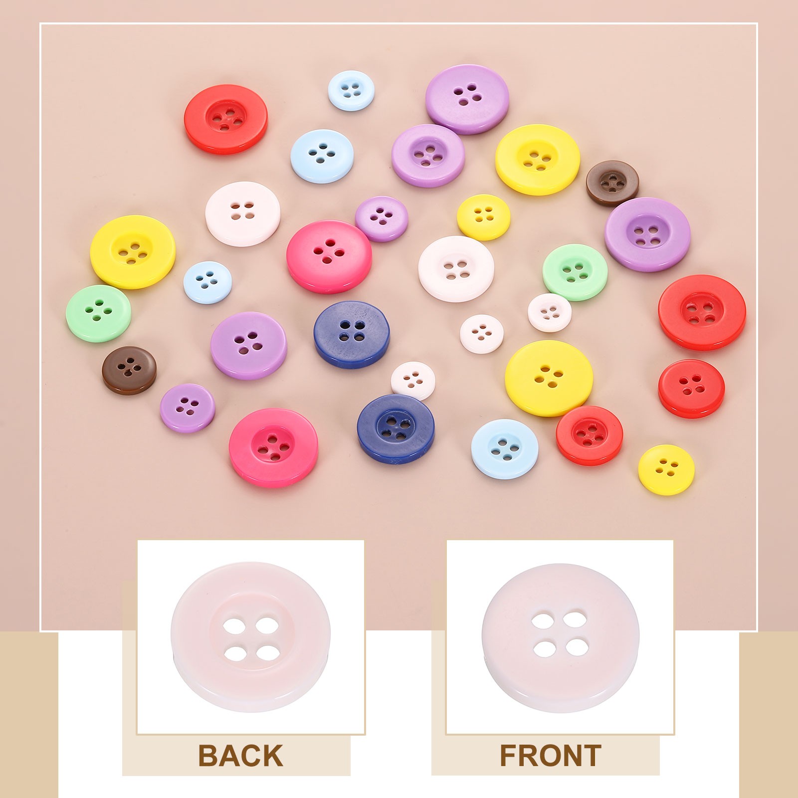 60pcs 20L Sewing Buttons 1/2″ Resin Round Flat 4-Hole Craft Buttons Pink