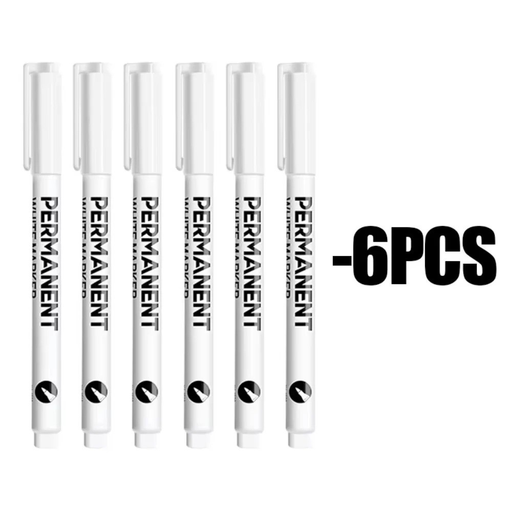 6 Pack Acrylic White Paint Pens White Permanent Marker with Extra Fine Point
