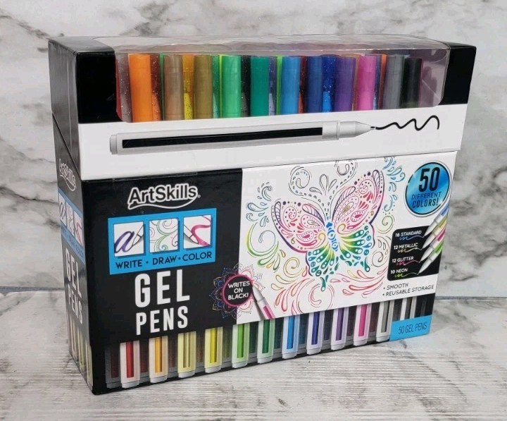 ArtSkills Gel Pens Set Of 50 For Writing Drawing Coloring Brand New Sealed