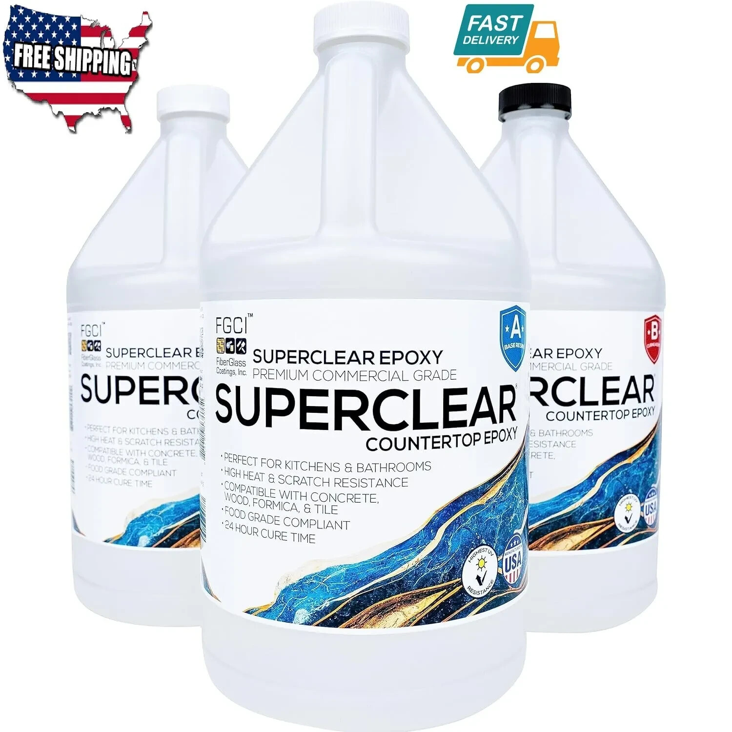 SuperClear Epoxy 3-Gallon Kit – Premium Countertop Resin, Scratch-Resistant, DIY