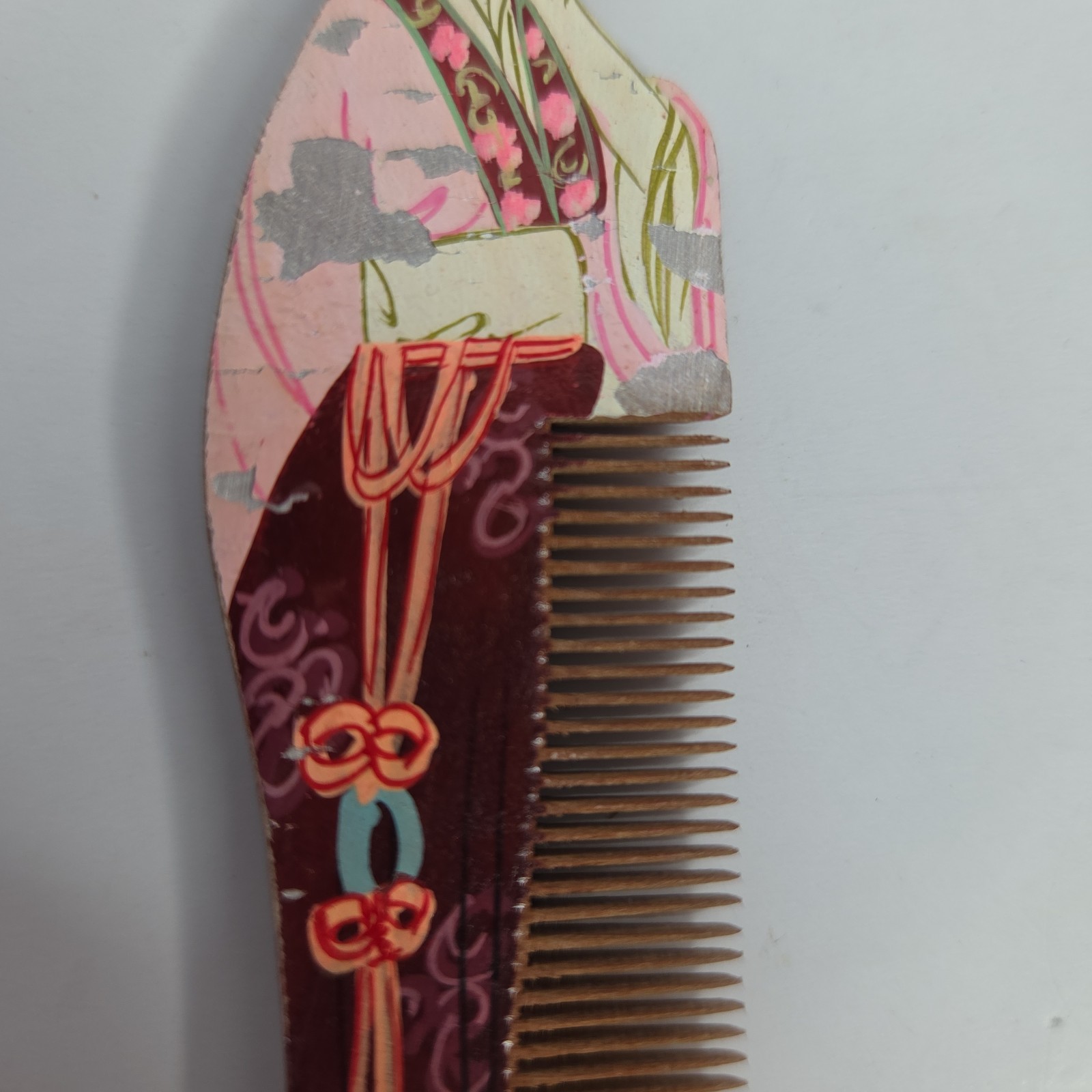 Wood Hair Comb Girl Comb China Gong Shu Ming Bi Folk Art Chinese Com 4.5 Inch
