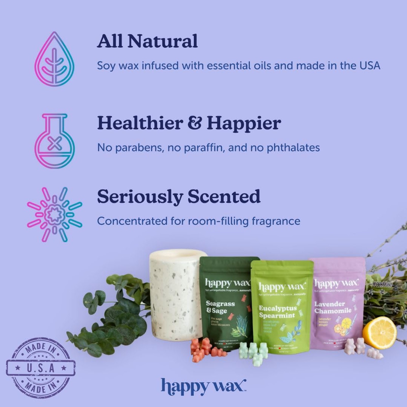 Happy Wax Spring Mix Premium Scented Natural, Non Toxic Soy Wax Melts – 6 Total