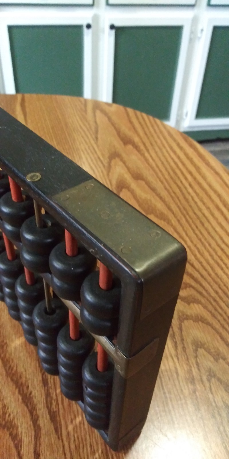 Antique Wood & Brass Abacus Lotus Flower Type 11 Rods 2 Brass 77 Beads Old VGC!!