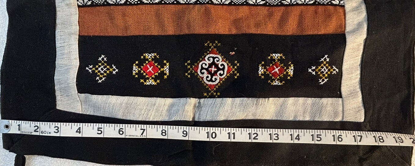 Zodiac Tapestry w Metal Chinese Coin Medallions Wall Hanging Handmade VTG 38×20”