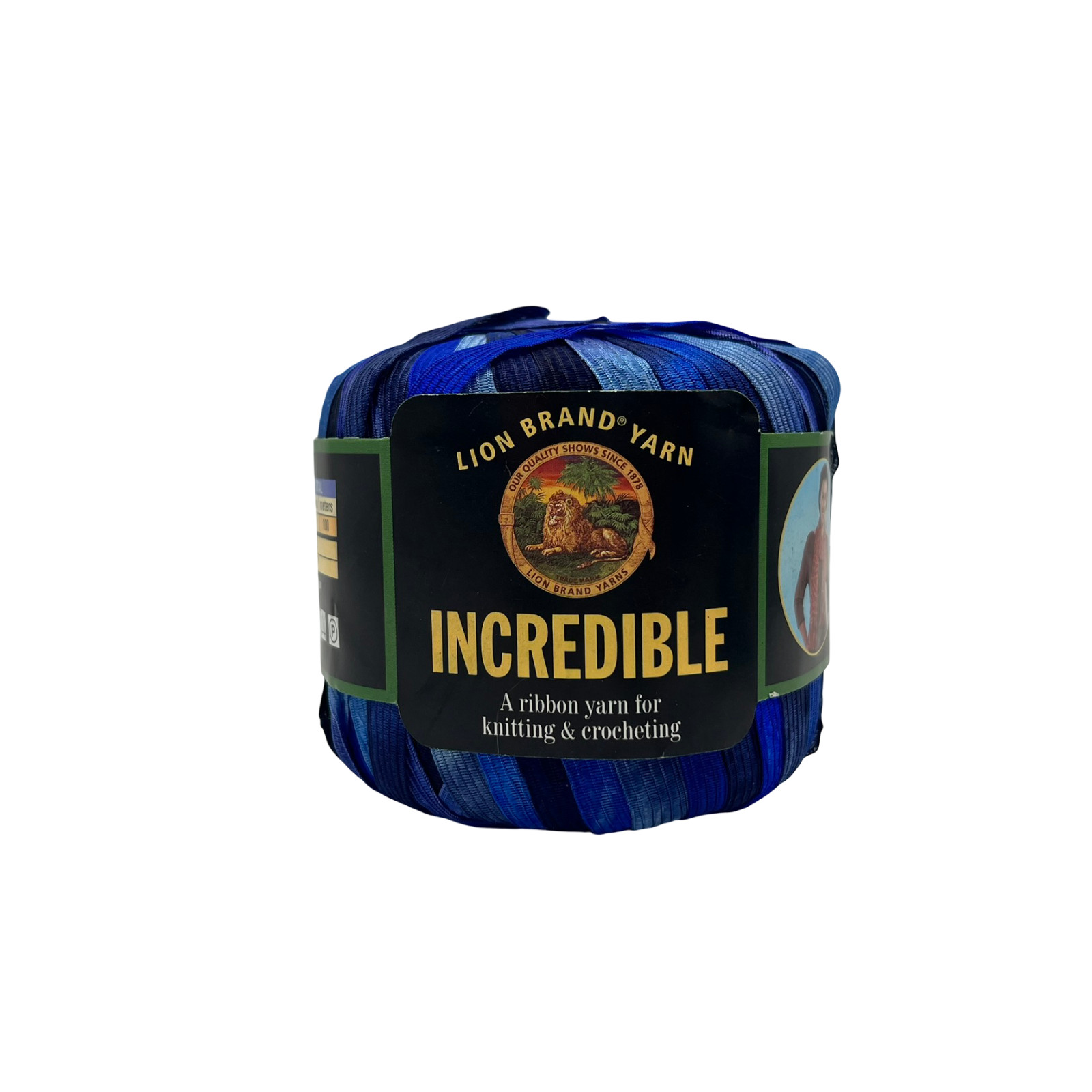 Lion Brand Incredible Ribbon Yarn Blue Shades 202 Made in Turkey 110yds LOT OF 2