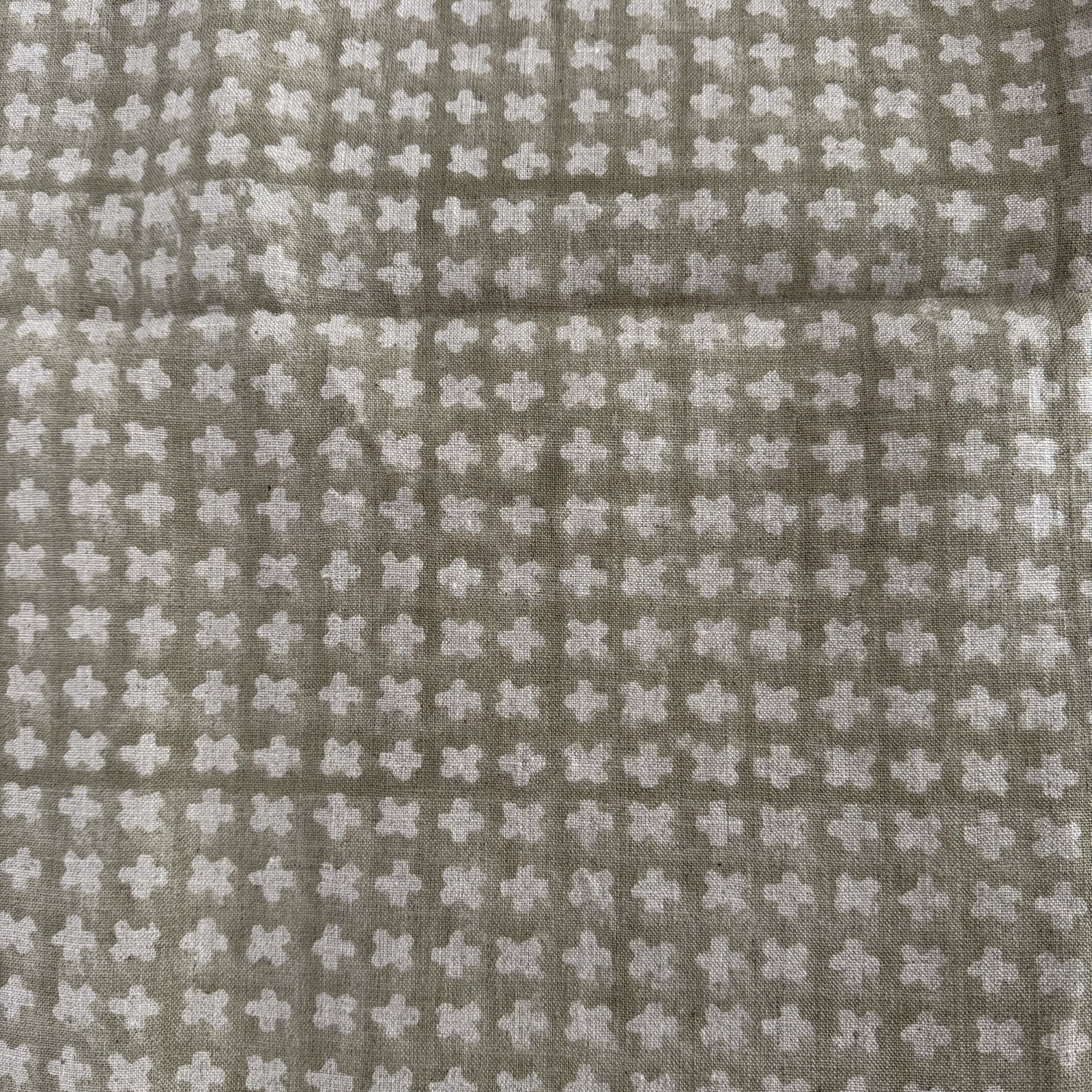 Indian Hand Block Print Linen Fabric by the Yard Olive Floral 100% Linen