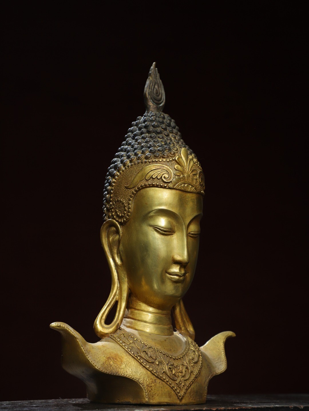 Bronze Gilded Buddha Head Statue