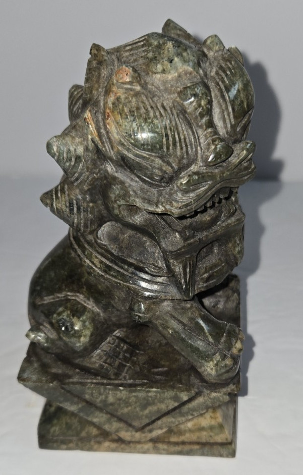 Vintage Hand Carved Jade Foo Dog Foo Lion Sculpture Feng Shui Lucky Protection