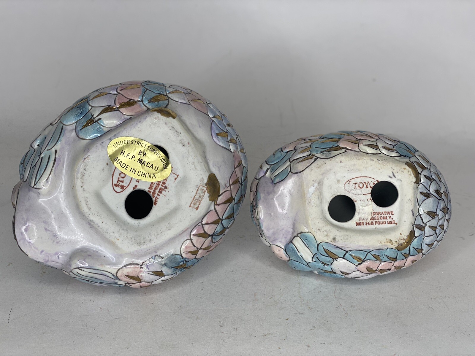 RARE Vintage H.F.P Macau Ceramic Love Birds Doves Chinese Porcelain TOYO