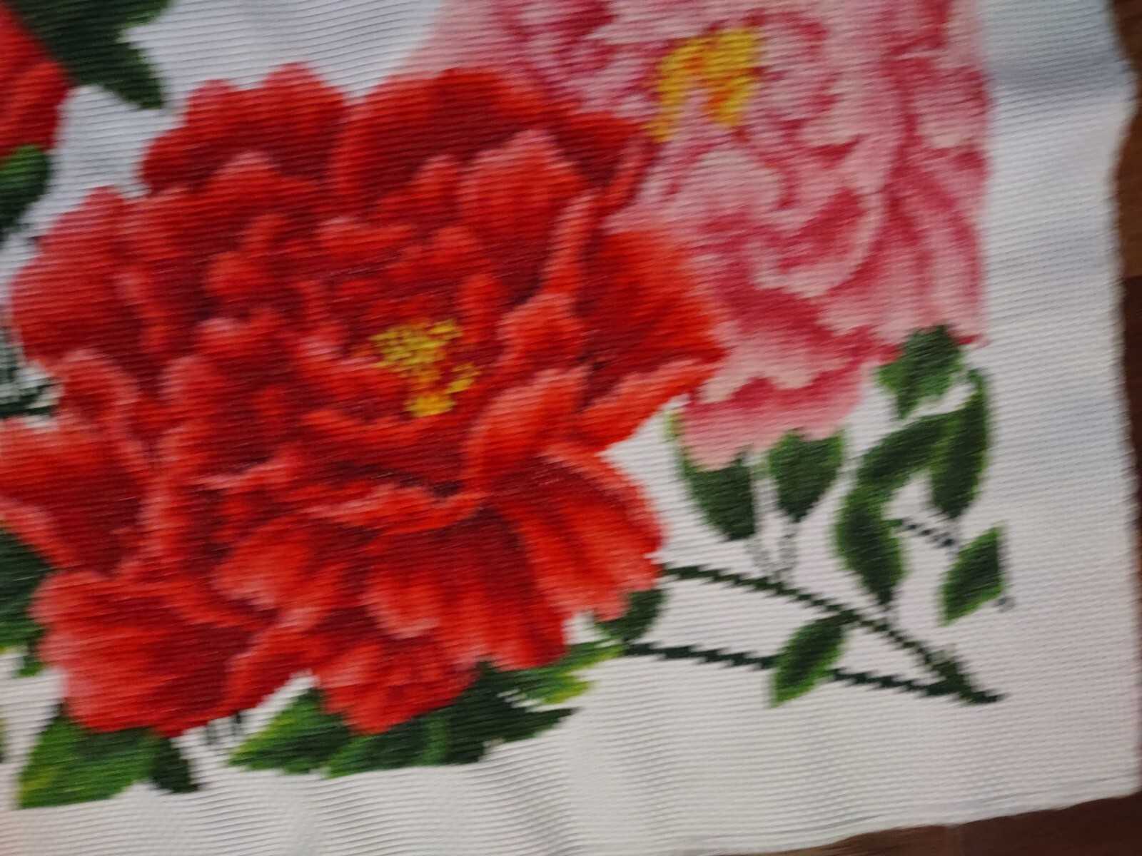 Asian handmade Floral Tapestry embroidered Cross Stitch 41 X 16 Wall Hanging
