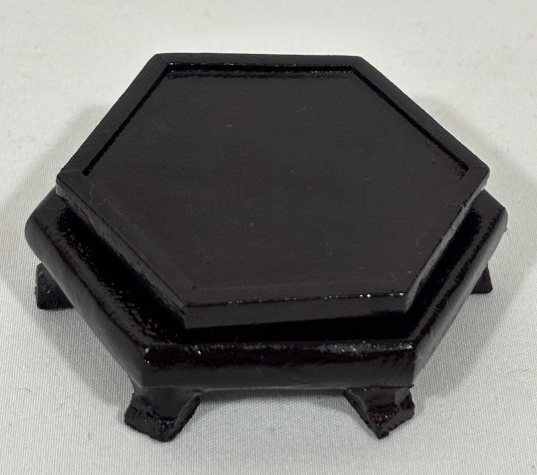 Vintage Chinese Hexagon Wood Display Stand Riser Base 1-5/8″x1-7/8″Fit