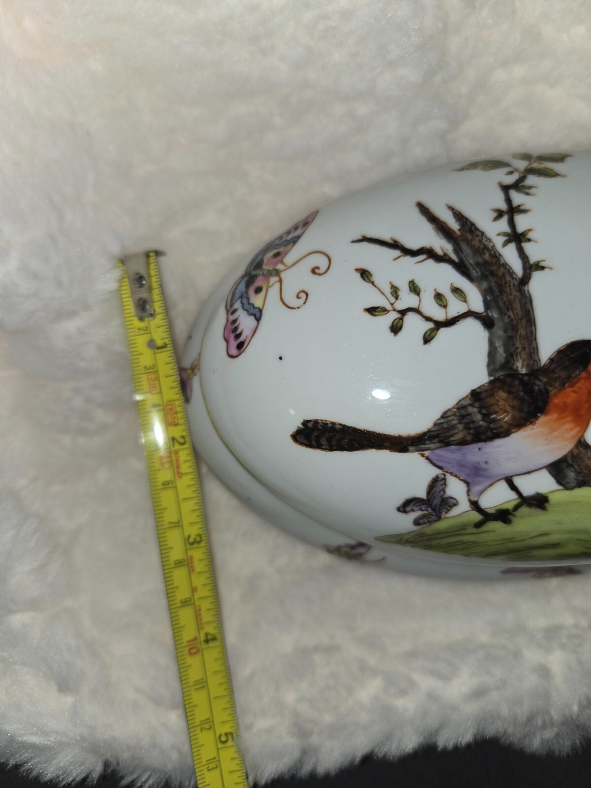 Vintage Hua Ping Tang Zhi Porcelain Chinese Bird Trinket Box Hand Painted