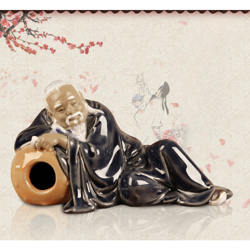 6.2″ Chinese Handmade Porcelain Liu Ling Knock Over A Drink Figurines Statues