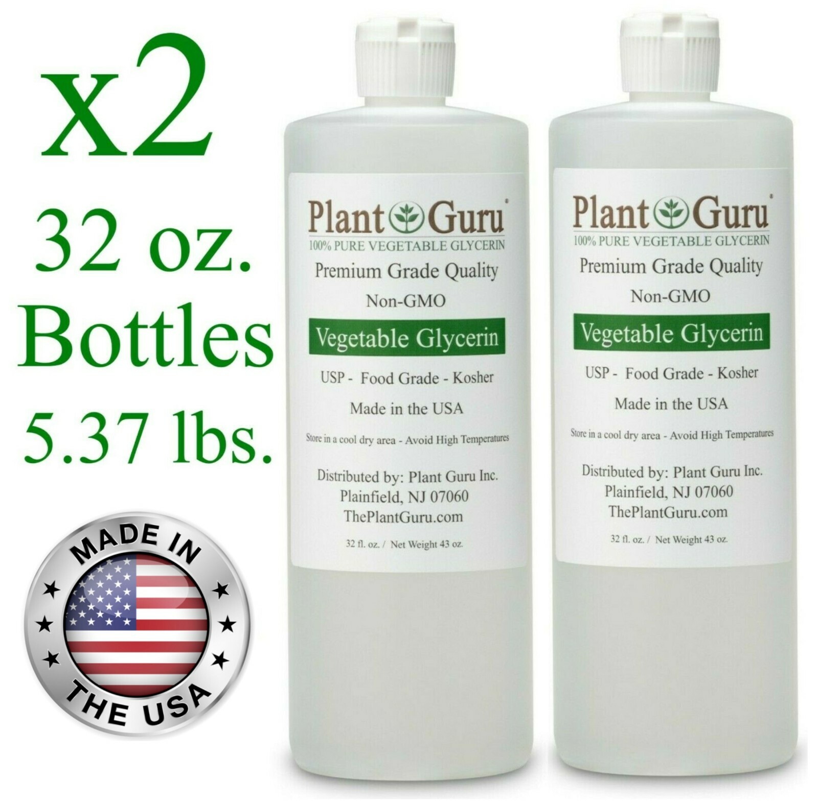 Vegetable Glycerin 64 oz. USP 99.9 % Pure Food Grade VG PG Bulk 1/2 Gallon