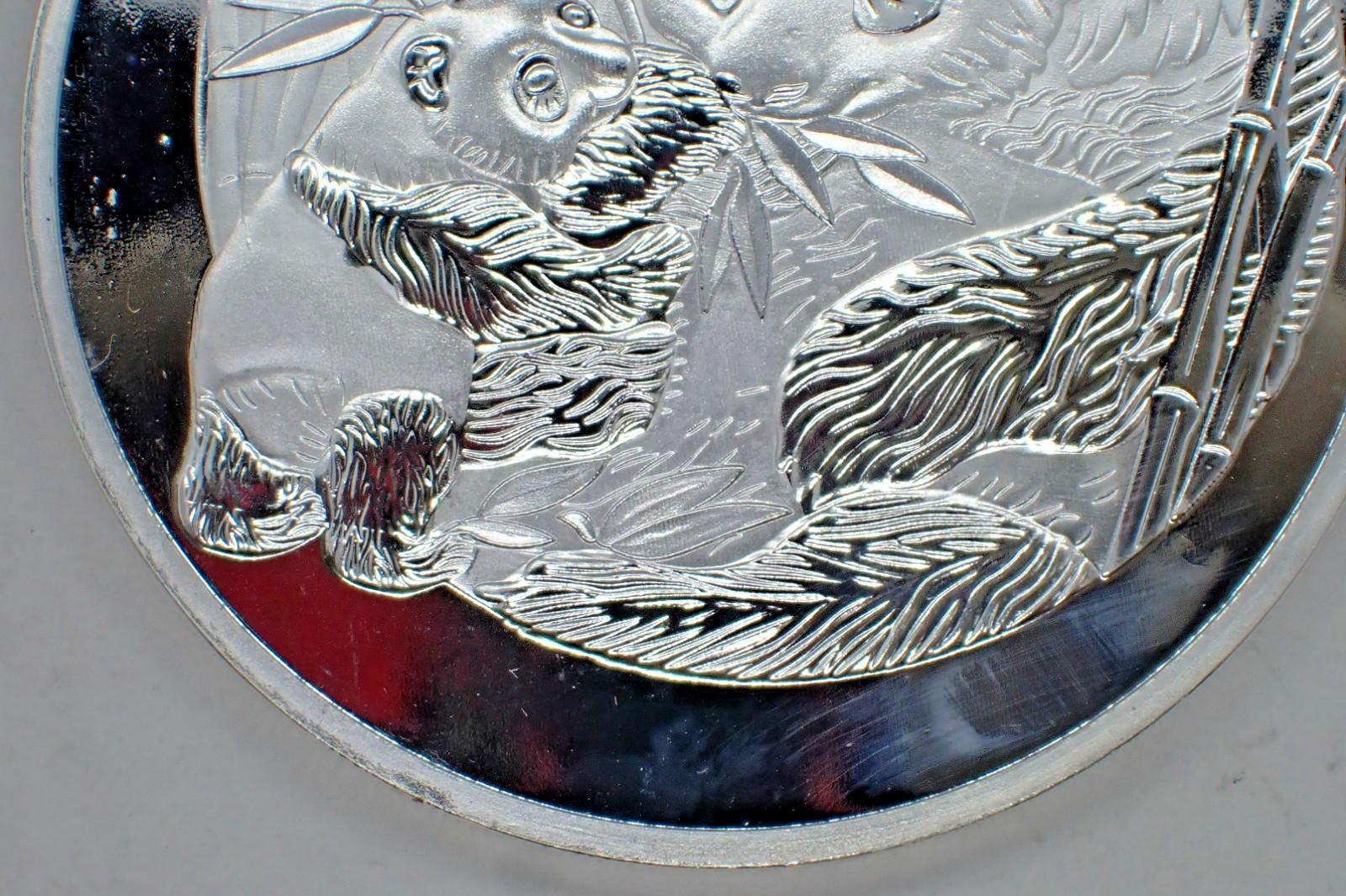 Chinese Big Silver coated Souvenir Coin Two Pandas bamboo 2005 year