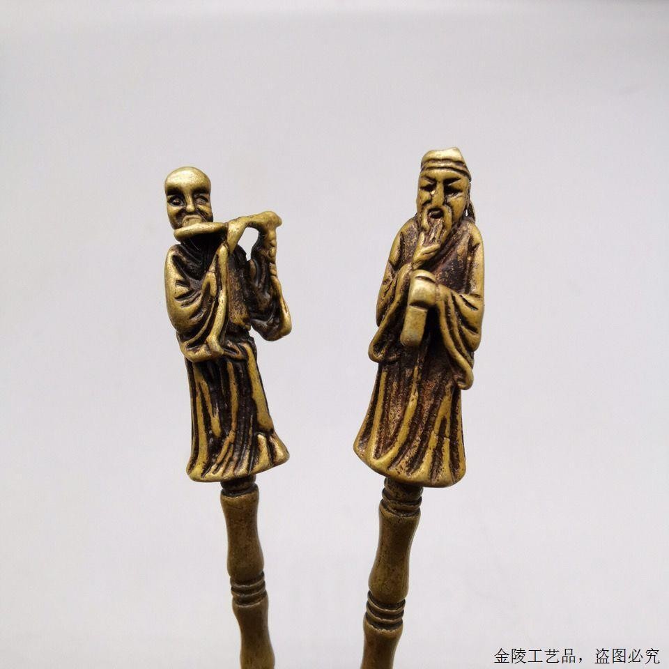 Eight Immortals Brass Spoon Set Vintage Bronze Medicine Spoon Chinese 8PCS