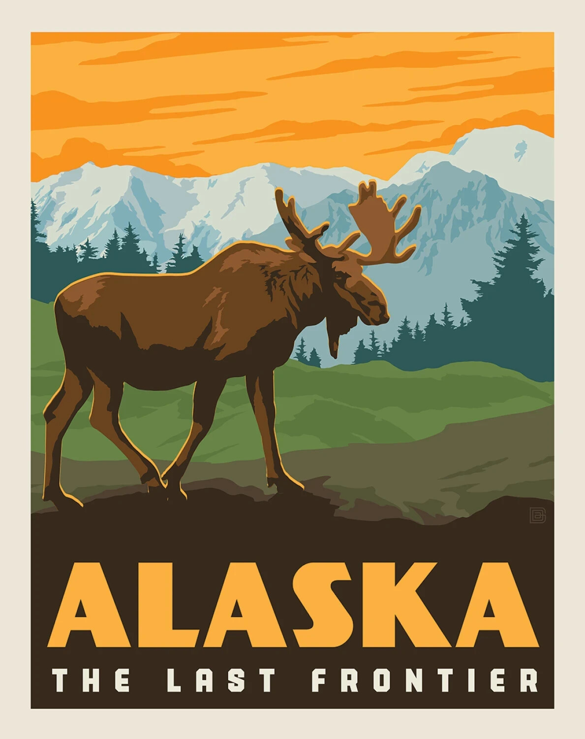 Alaska The Last Frontier Digitally-Printed 36in x 43in Poster Panel Moose