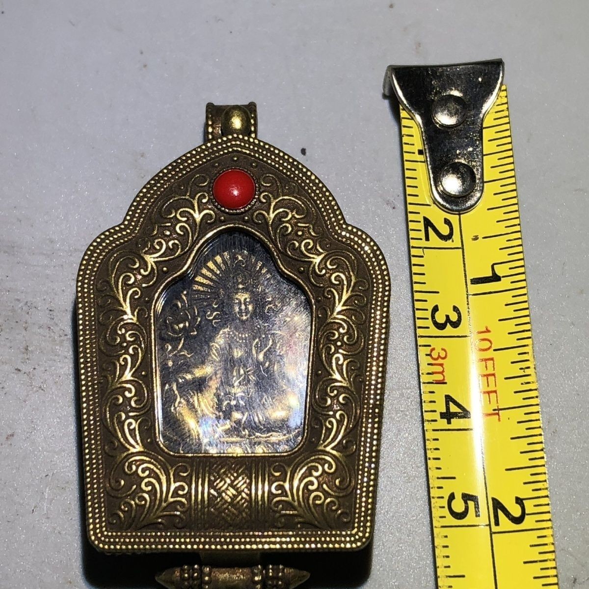 Vintage Tibetan Brass Gau Box Pendant Green Tara Amulet Random Design