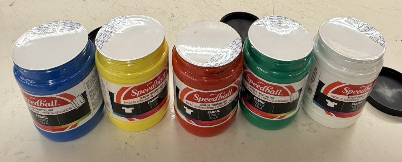 Speedball Fabric Screen Printing Ink 32oz-LOT OF 5-blue, Yellow, Red, Green, Wht