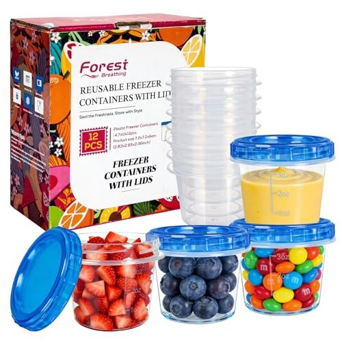 12 Pack 4oz Small Freezer Storage Containers with Twist Top Lids 4oz-12 Pack