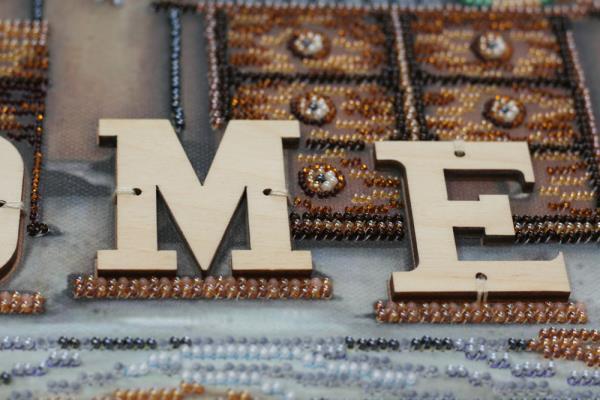 Bead embroidery kit Family comfort needlework kit Art canvas beadwork pattern