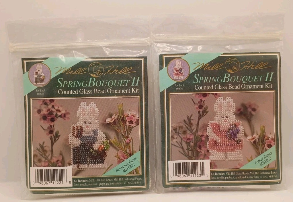 Vtg.93 Mill Hill Spring Bouquet ll Beaded Kit & Pattern Benjamin & Esther Read!