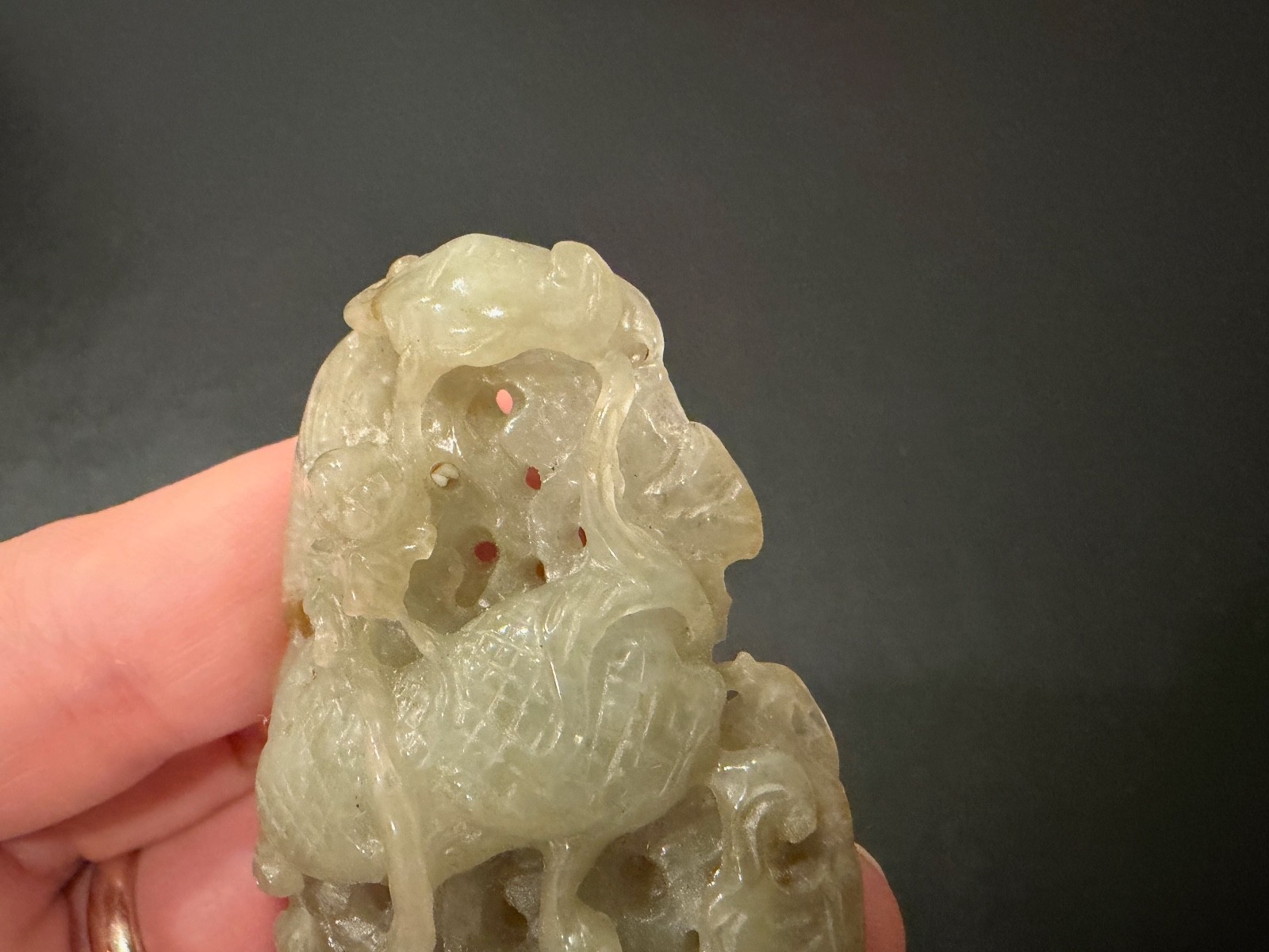 Chinese Unknown Age Hardstone Possibly Jade Carved Pendant Mythical Beast
